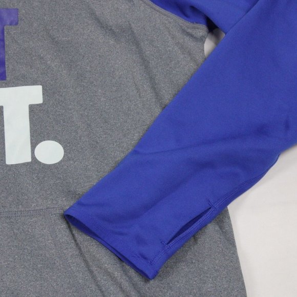 Nike Therma-Fit Mens XL Just Do It Hoodie Pullover Sweatshirt Gray Blue - Picture 3 of 10